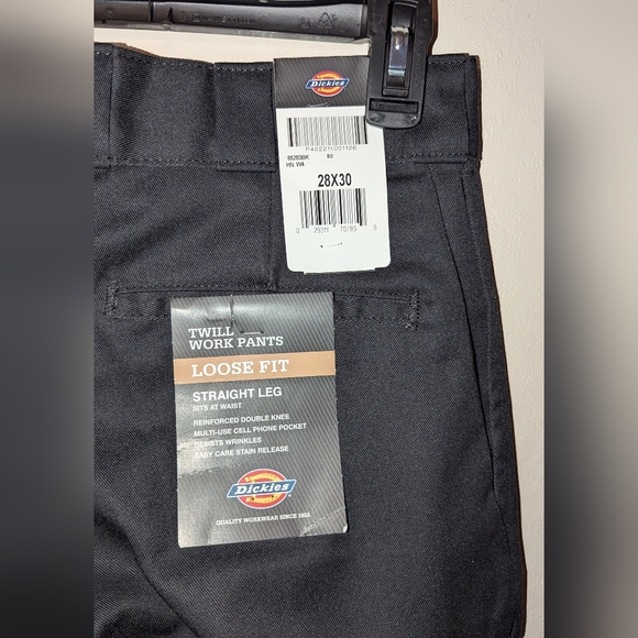 Dickies Loose Fit Double Knee Work Pants 28 X 30 Black NWT - Picture 3 of 5